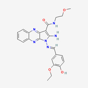 (E)-2-amino-1-((3-ethoxy-4-hydroxybenzylidene)amino)-N-(2-methoxyethyl)-1H-pyrrolo[2,3-b]quinoxaline-3-carboxamide