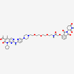 molecular formula C47H56N10O11 B2452121 N-[2-[2-[2-[2-[4-[6-[(6-acetyl-8-cyclopentyl-5-methyl-7-oxopyrido[2,3-d]pyrimidin-2-yl)amino]pyridin-3-yl]piperazin-1-yl]ethoxy]ethoxy]ethoxy]ethyl]-2-[2-(2,6-dioxopiperidin-3-yl)-1,3-dioxoisoindol-4-yl]oxyacetamide CAS No. 2361493-16-3