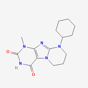 molecular formula C15H21N5O2 B2452124 9-cyclohexyl-1-methyl-7,8-dihydro-6H-purino[7,8-a]pyrimidine-2,4-dione CAS No. 714247-99-1