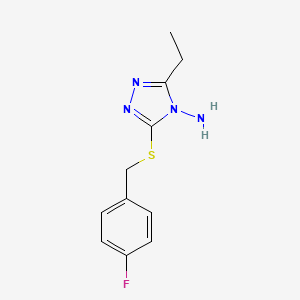 molecular formula C11H13FN4S B2452129 3-ETHYL-5-{[(4-FLUOROPHENYL)METHYL]SULFANYL}-1,2,4-TRIAZOL-4-AMINE CAS No. 444285-53-4