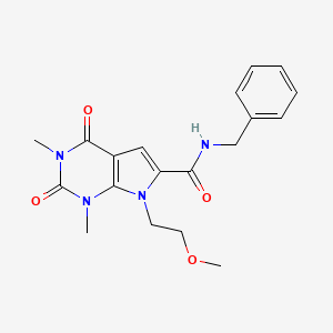 molecular formula C19H22N4O4 B2452134 N-benzyl-7-(2-methoxyethyl)-1,3-dimethyl-2,4-dioxo-2,3,4,7-tetrahydro-1H-pyrrolo[2,3-d]pyrimidine-6-carboxamide CAS No. 1021092-17-0