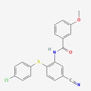 molecular formula C21H15ClN2O2S B2452136 N-{2-[(4-chlorophenyl)sulfanyl]-5-cyanophenyl}-3-methoxybenzenecarboxamide CAS No. 303147-32-2