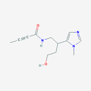 molecular formula C12H17N3O2 B2452138 N-[4-Hydroxy-2-(3-methylimidazol-4-yl)butyl]but-2-ynamide CAS No. 2411262-29-6