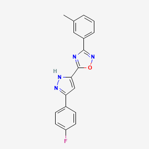 5-[3-(4-fluorophenyl)-1H-pyrazol-5-yl]-3-(3-methylphenyl)-1,2,4-oxadiazole