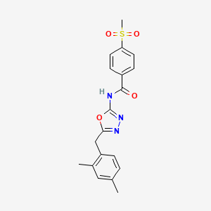 molecular formula C19H19N3O4S B2452152 N-(5-(2,4-dimethylbenzyl)-1,3,4-oxadiazol-2-yl)-4-(methylsulfonyl)benzamide CAS No. 954696-21-0