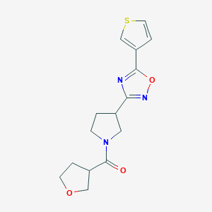 molecular formula C15H17N3O3S B2452155 (Tetrahydrofuran-3-yl)(3-(5-(thiophen-3-yl)-1,2,4-oxadiazol-3-yl)pyrrolidin-1-yl)methanone CAS No. 2034414-32-7