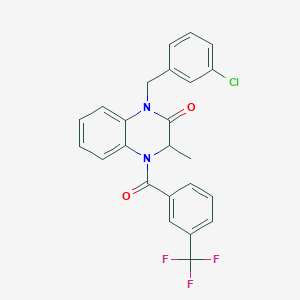 molecular formula C24H18ClF3N2O2 B2452161 1-[(3-chlorophenyl)methyl]-3-methyl-4-[3-(trifluoromethyl)benzoyl]-3H-quinoxalin-2-one CAS No. 317822-39-2