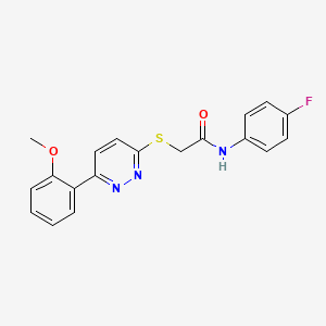 molecular formula C19H16FN3O2S B2452167 N-(4-fluorophenyl)-2-((6-(2-methoxyphenyl)pyridazin-3-yl)thio)acetamide CAS No. 893979-32-3