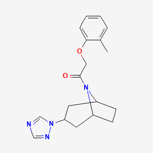 molecular formula C18H22N4O2 B2452170 1-((1R,5S)-3-(1H-1,2,4-triazol-1-yl)-8-azabicyclo[3.2.1]octan-8-yl)-2-(o-tolyloxy)ethan-1-one CAS No. 2319809-25-9