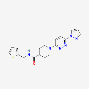 molecular formula C18H20N6OS B2452174 1-(6-(1H-吡唑-1-基)嘧啶-3-基)-N-(噻吩-2-基甲基)哌啶-4-甲酰胺 CAS No. 1286716-87-7