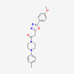 molecular formula C22H24N4O3 B2452179 2-(5-(4-Methoxyphenyl)-1,3,4-oxadiazol-2-yl)-1-(4-(p-tolyl)piperazin-1-yl)ethanone CAS No. 1251589-95-3