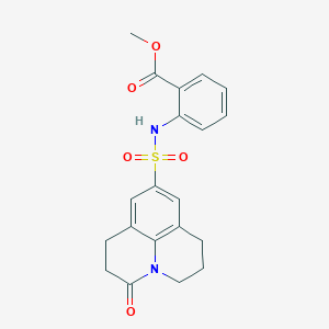 molecular formula C20H20N2O5S B2452182 Methyl 2-(3-oxo-1,2,3,5,6,7-hexahydropyrido[3,2,1-ij]quinoline-9-sulfonamido)benzoate CAS No. 898438-53-4
