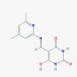 molecular formula C12H12N4O3 B2452183 5-(((4,6-dimethylpyridin-2-yl)amino)methylene)pyrimidine-2,4,6(1H,3H,5H)-trione CAS No. 883277-72-3