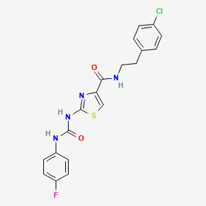 molecular formula C19H16ClFN4O2S B2452189 N-(4-chlorophenethyl)-2-(3-(4-fluorophenyl)ureido)thiazole-4-carboxamide CAS No. 941988-98-3