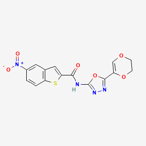 molecular formula C15H10N4O6S B2452198 N-(5-(5,6-dihydro-1,4-dioxin-2-yl)-1,3,4-oxadiazol-2-yl)-5-nitrobenzo[b]thiophene-2-carboxamide CAS No. 851094-89-8