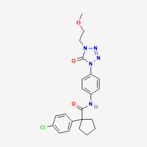 molecular formula C22H24ClN5O3 B2452199 1-(4-chlorophenyl)-N-(4-(4-(2-methoxyethyl)-5-oxo-4,5-dihydro-1H-tetrazol-1-yl)phenyl)cyclopentanecarboxamide CAS No. 1396783-06-4