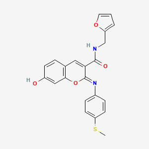 molecular formula C22H18N2O4S B2452203 (2Z)-N-(furan-2-ylmethyl)-7-hydroxy-2-{[4-(methylsulfanyl)phenyl]imino}-2H-chromene-3-carboxamide CAS No. 1327171-28-7
