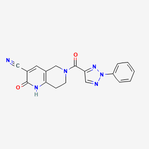 molecular formula C18H14N6O2 B2452208 2-oxo-6-(2-phenyl-2H-1,2,3-triazole-4-carbonyl)-1,2,5,6,7,8-hexahydro-1,6-naphthyridine-3-carbonitrile CAS No. 2034485-96-4