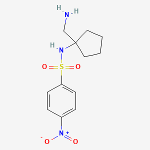 molecular formula C12H18ClN3O4S B2452209 N-[1-(Aminomethyl)cyclopentyl]-4-nitrobenzene-1-sulfonamide CAS No. 1795436-58-6