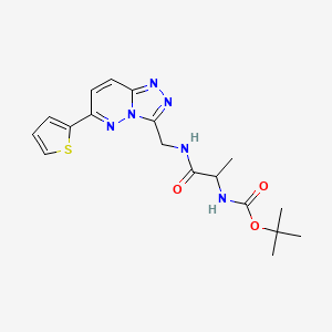 molecular formula C18H22N6O3S B2452210 Tert-butyl (1-oxo-1-(((6-(thiophen-2-yl)-[1,2,4]triazolo[4,3-b]pyridazin-3-yl)methyl)amino)propan-2-yl)carbamate CAS No. 1902927-01-8