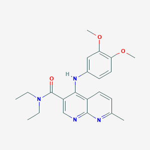 molecular formula C22H26N4O3 B2452211 4-((3,4-dimethoxyphenyl)amino)-N,N-diethyl-7-methyl-1,8-naphthyridine-3-carboxamide CAS No. 1251702-95-0