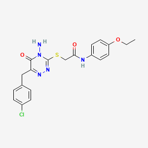 molecular formula C20H20ClN5O3S B2452213 2-((4-amino-6-(4-chlorobenzyl)-5-oxo-4,5-dihydro-1,2,4-triazin-3-yl)thio)-N-(4-ethoxyphenyl)acetamide CAS No. 886961-94-0