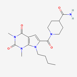 molecular formula C19H27N5O4 B2452216 1-(7-丁基-1,3-二甲基-2,4-二氧代-2,3,4,7-四氢-1H-吡咯并[2,3-d]嘧啶-6-羰基)哌啶-4-甲酰胺 CAS No. 1021134-10-0