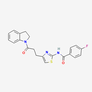 4-fluoro-N-(4-(3-(indolin-1-yl)-3-oxopropyl)thiazol-2-yl)benzamide