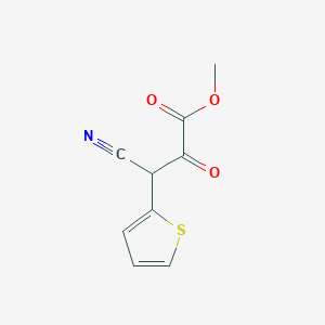 molecular formula C9H7NO3S B2452220 3-Cyano-2-oxo-3-thiophen-2-YL-propionic acid methyl ester CAS No. 946384-45-8