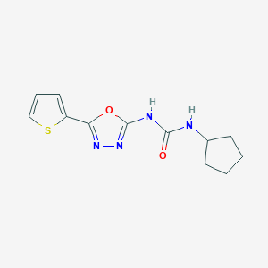 molecular formula C12H14N4O2S B2452221 1-Cyclopentyl-3-(5-(thiophen-2-yl)-1,3,4-oxadiazol-2-yl)urea CAS No. 1286719-45-6