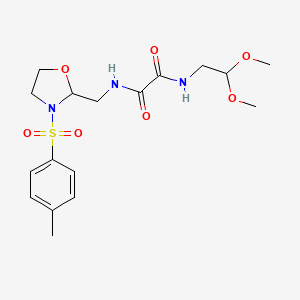 molecular formula C17H25N3O7S B2452223 N1-(2,2-dimethoxyethyl)-N2-((3-tosyloxazolidin-2-yl)methyl)oxalamide CAS No. 874805-97-7