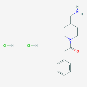 molecular formula C14H22Cl2N2O B2452229 1-[4-(氨甲基)哌啶-1-基]-2-苯乙酮；二盐酸盐 CAS No. 2375271-22-8