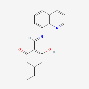 molecular formula C18H18N2O2 B2452231 5-乙基-2-((8-喹啉氨基)亚甲基)环己烷-1,3-二酮 CAS No. 1020251-82-4