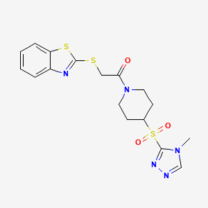 2-(benzo[d]thiazol-2-ylthio)-1-(4-((4-methyl-4H-1,2,4-triazol-3-yl)sulfonyl)piperidin-1-yl)ethanone