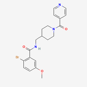 molecular formula C20H22BrN3O3 B2452250 2-溴-N-((1-异烟酰基哌啶-4-基)甲基)-5-甲氧基苯甲酰胺 CAS No. 1396888-37-1