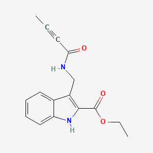 molecular formula C16H16N2O3 B2452253 Ethyl 3-[(but-2-ynoylamino)methyl]-1H-indole-2-carboxylate CAS No. 2411310-38-6