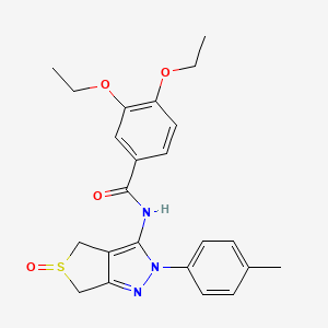 molecular formula C23H25N3O4S B2452254 3,4-diethoxy-N-[2-(4-methylphenyl)-5-oxo-4,6-dihydrothieno[3,4-c]pyrazol-3-yl]benzamide CAS No. 958984-53-7