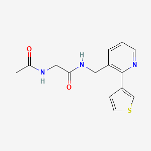 molecular formula C14H15N3O2S B2452256 N-(2-(thiophène-3-yl)pyridin-3-ylméthyl)-2-acétamidobenzamide CAS No. 2034595-68-9