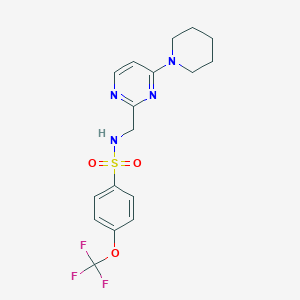 molecular formula C17H19F3N4O3S B2452277 N-((4-(哌啶-1-基)嘧啶-2-基)甲基)-4-(三氟甲氧基)苯磺酰胺 CAS No. 1797977-66-2