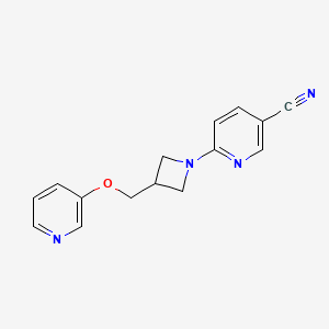 molecular formula C15H14N4O B2452295 6-[3-(吡啶-3-氧甲基)氮杂环丁-1-基]吡啶-3-甲腈 CAS No. 2380077-65-4