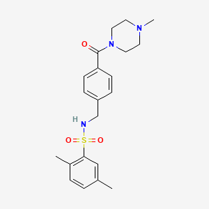 molecular formula C21H27N3O3S B2452306 2,5-dimethyl-N-{4-[(4-methyl-1-piperazinyl)carbonyl]benzyl}benzenesulfonamide CAS No. 690245-73-9