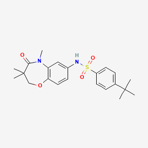 molecular formula C22H28N2O4S B2452307 4-(叔丁基)-N-(3,3,5-三甲基-4-氧代-2,3,4,5-四氢苯并[b][1,4]恶二嗪-7-基)苯磺酰胺 CAS No. 922076-22-0