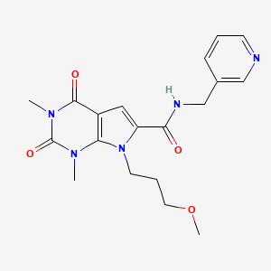 molecular formula C19H23N5O4 B2452310 7-(3-methoxypropyl)-1,3-dimethyl-2,4-dioxo-N-(pyridin-3-ylmethyl)-2,3,4,7-tetrahydro-1H-pyrrolo[2,3-d]pyrimidine-6-carboxamide CAS No. 1021059-35-7