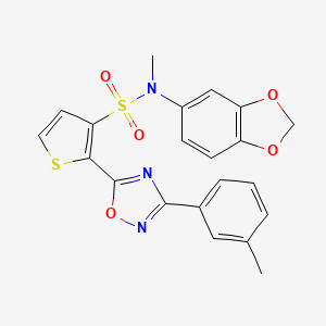 N-(2H-1,3-benzodioxol-5-yl)-N-methyl-2-[3-(3-methylphenyl)-1,2,4-oxadiazol-5-yl]thiophene-3-sulfonamide