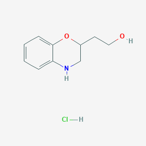 molecular formula C10H14ClNO2 B2452312 2-(3,4-Dihydro-2H-1,4-benzoxazin-2-yl)ethanol;hydrochloride CAS No. 2551117-39-4