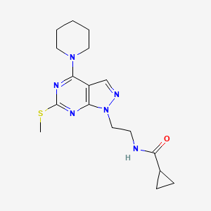 molecular formula C17H24N6OS B2452313 N-(2-(6-(methylthio)-4-(piperidin-1-yl)-1H-pyrazolo[3,4-d]pyrimidin-1-yl)ethyl)cyclopropanecarboxamide CAS No. 941948-48-7