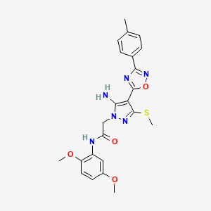 2-[5-amino-4-[3-(4-methylphenyl)-1,2,4-oxadiazol-5-yl]-3-(methylthio)-1H-pyrazol-1-yl]-N-(2,5-dimethoxyphenyl)acetamide