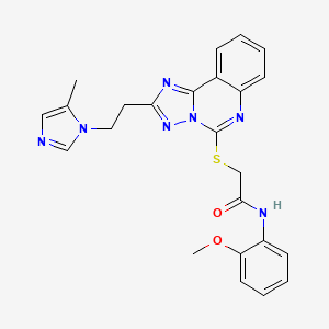 molecular formula C24H23N7O2S B2452331 N-(2-methoxyphenyl)-2-[[2-[2-(5-methylimidazol-1-yl)ethyl]-[1,2,4]triazolo[1,5-c]quinazolin-5-yl]sulfanyl]acetamide CAS No. 896798-42-8