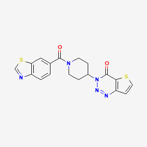 molecular formula C18H15N5O2S2 B2452338 3-(1-(benzo[d]thiazole-6-carbonyl)piperidin-4-yl)thieno[3,2-d][1,2,3]triazin-4(3H)-one CAS No. 2034426-61-2