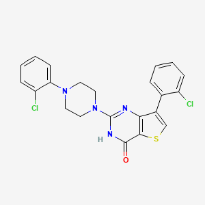 molecular formula C22H18Cl2N4OS B2452339 7-(2-氯苯基)-2-[4-(2-氯苯基)哌嗪-1-基]噻吩[3,2-d]嘧啶-4(3H)-酮 CAS No. 1251708-09-4